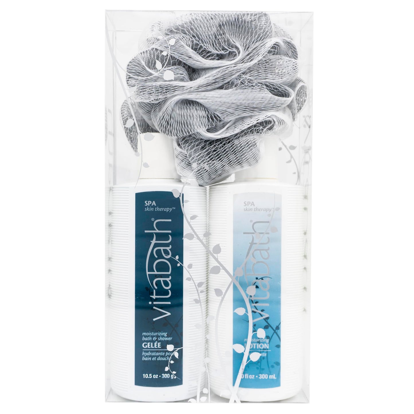 Vitabath Spa Skin Therapy Everyday Skincare Set Moisturizing Shower Gel Wash, Reviving Lotion & Exfoliating Body Scrubber Pouf - Refreshing Foam Beauty & Personal Care Vitabath