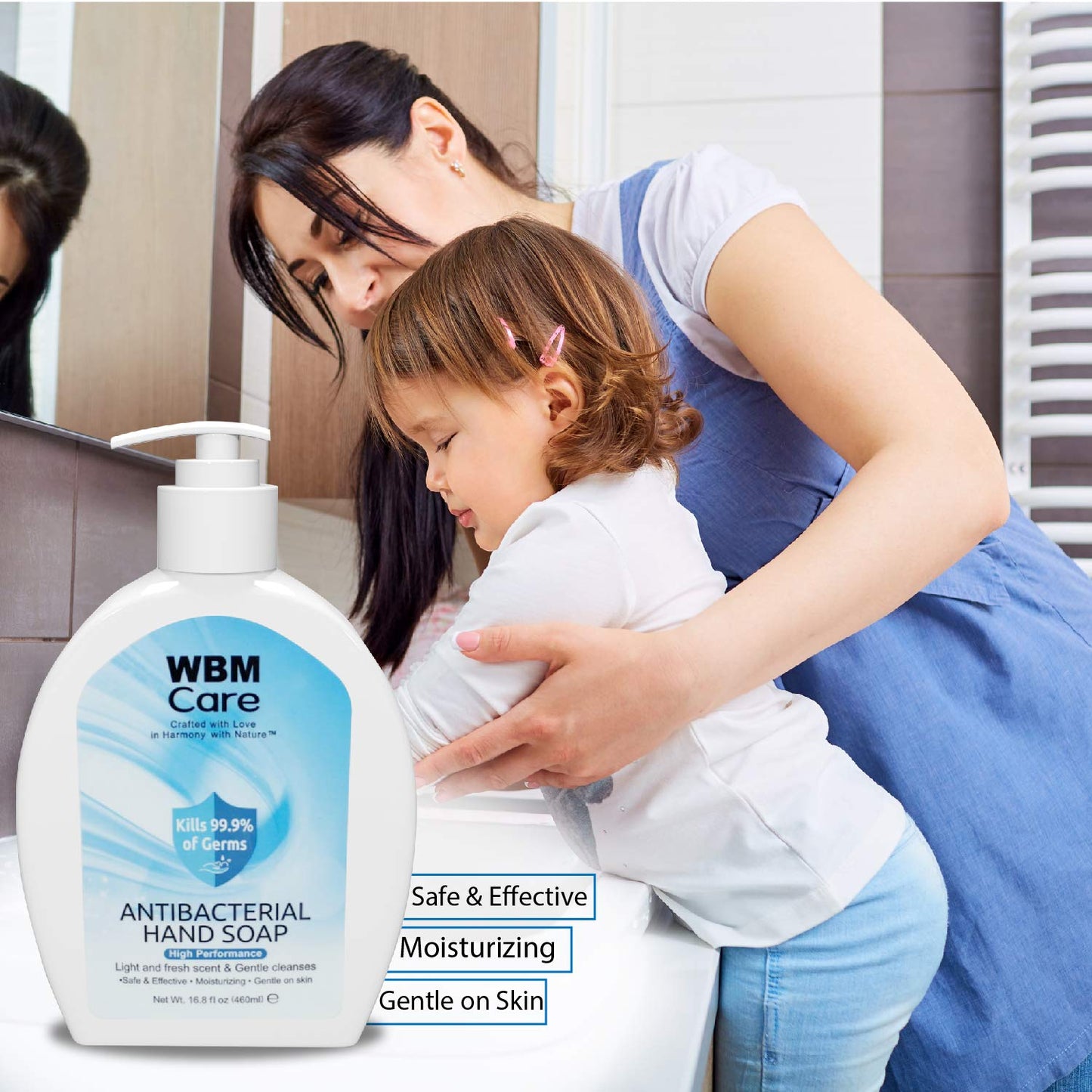 WBM Care Hand Soap, Crafted with Love in Harmony with Nature, Effective Cleanser with Light & Fresh Scent, Liquid Hand Soap - 16.8 fl oz/Each (Pack 1) Beauty & Personal Care WBM