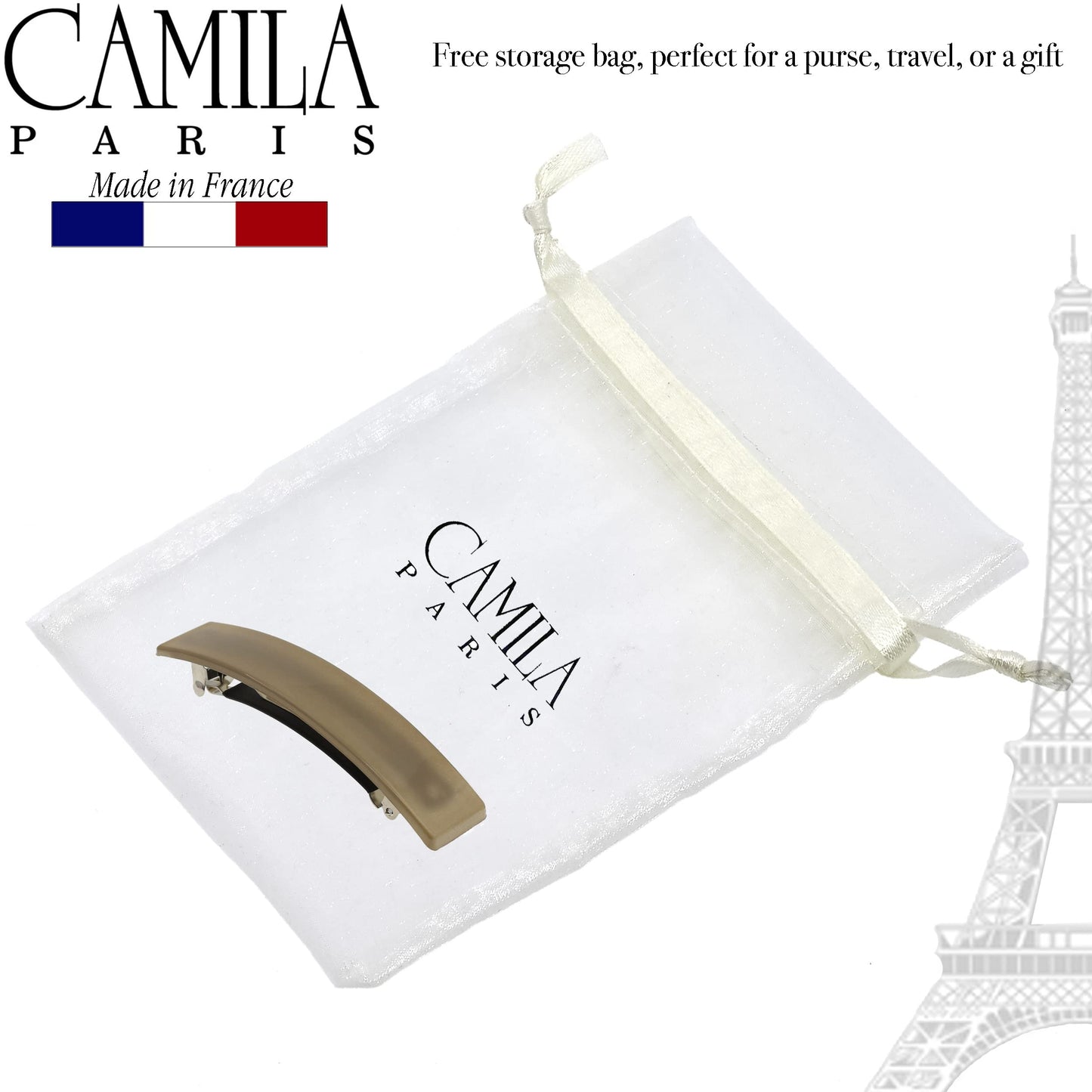 Camila Paris CP3385 French Hair Barrette Clip for Girls, Beige Rubberized Metal Clasp, Strong Hold Grip Hair Clips for Women, No Slip Durable Styling Beauty & Personal Care Camila