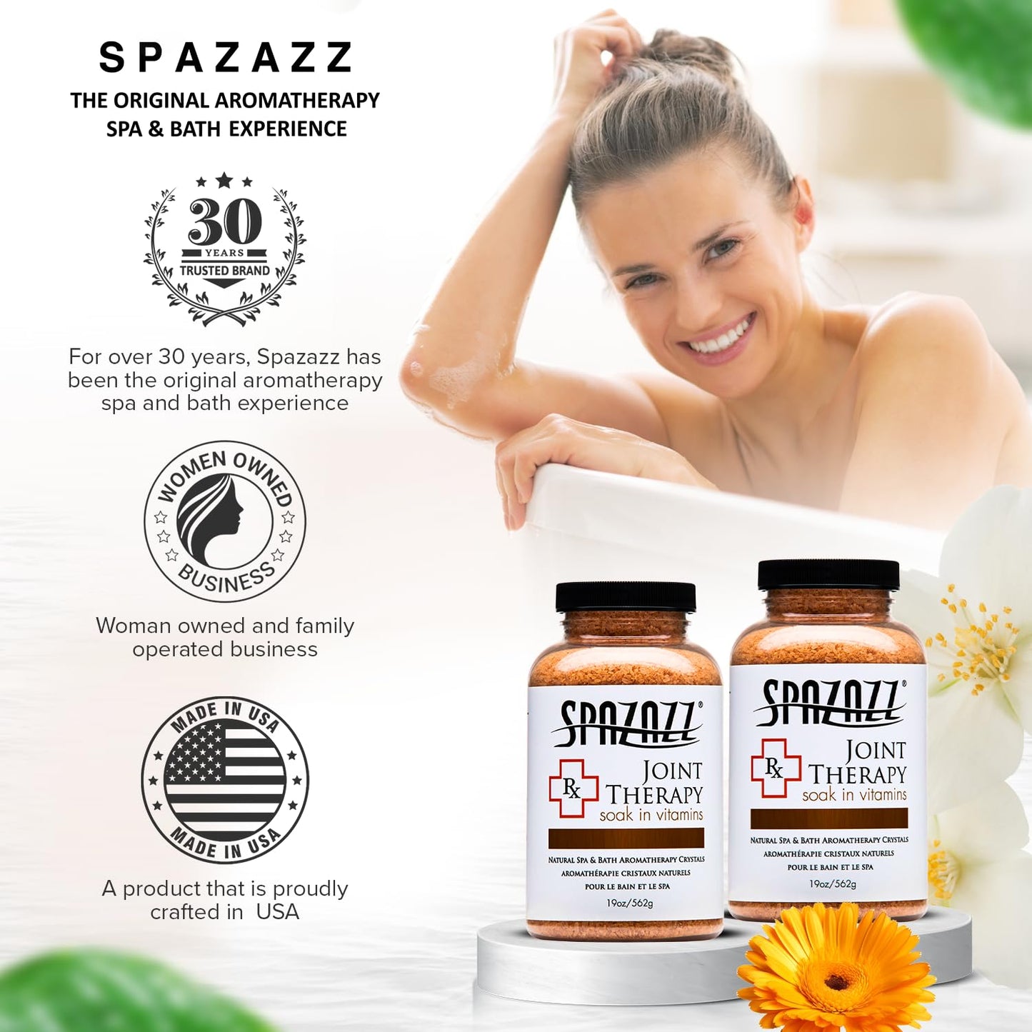 Spazazz SPZ-602 RX Therapy Crystals Container Bath Minerals, 19-Ounce, Joint Therapy Inflammation Beauty and Personal Care Spazazz