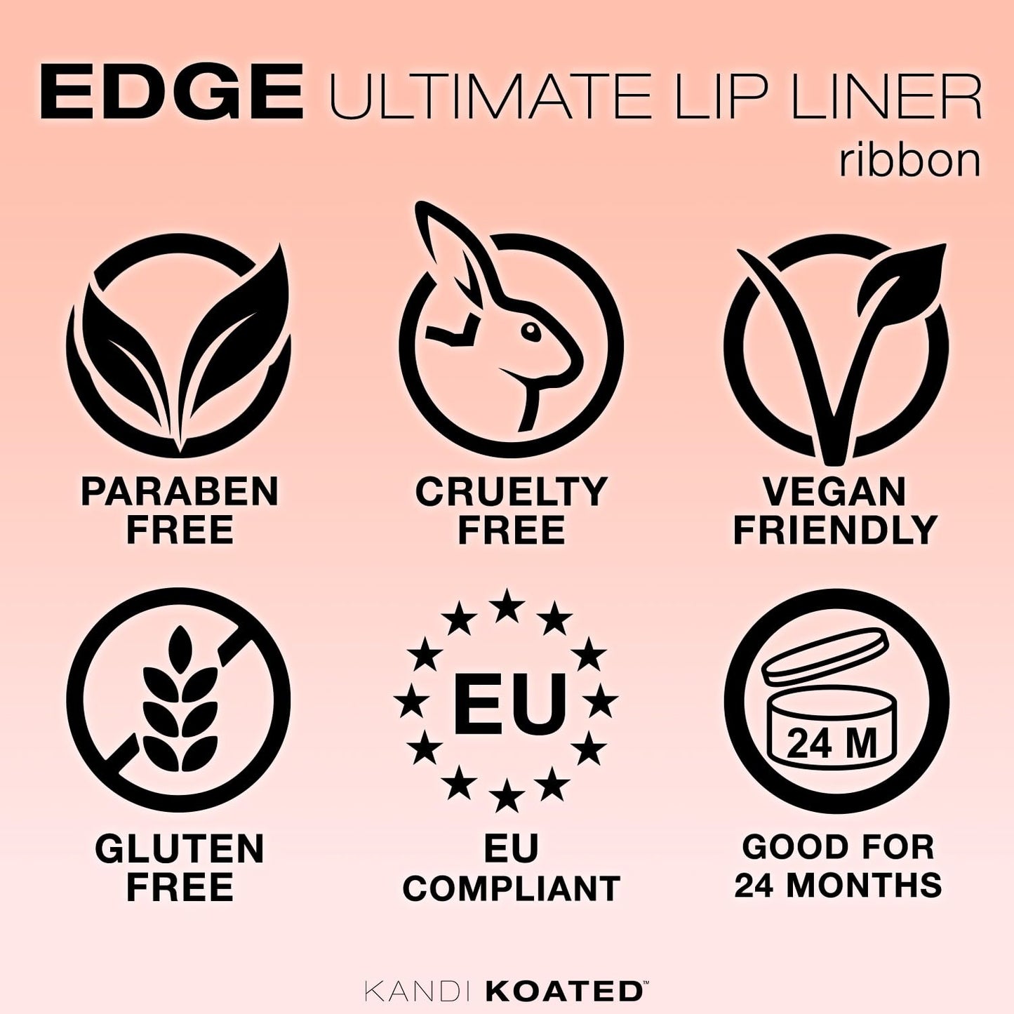 Kandi Koated Edge Lip Liner Pencil [Ribbon] Vegan Lip Liner | Paraben-Free, Cruelty-Free Formula with Vitamin E and C | Beauty & Makeup Beauty & Personal Care Kandi