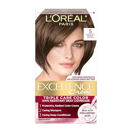 L’Oreal ParisExcellence Triple Protection Color Creme, Medium Brown Natural 5 (Pack of 3) Beauty & Personal Care L'Oreal Paris