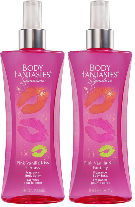 BODY FANTASIES SIGNATURE Fragrance Body Spray, Pink Vanilla Kiss Fantasy, 8 Fluid Ounce (BF44) (Pack of 2) Beauty and Personal Care Body Fantasies Default Title