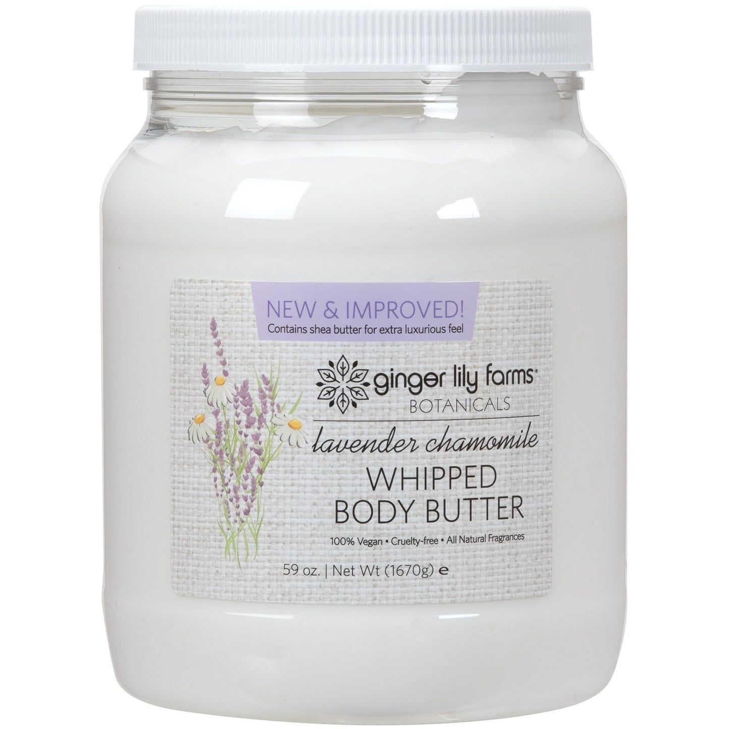 Ginger Lily Farms Botanicals Whipped Body Butter for Dry Skin, Ultra-Hydrating, 100% Vegan & Cruelty-Free, Lavender Chamomile, 59 Ounces Beauty & Personal Care Ginger Lily Farms