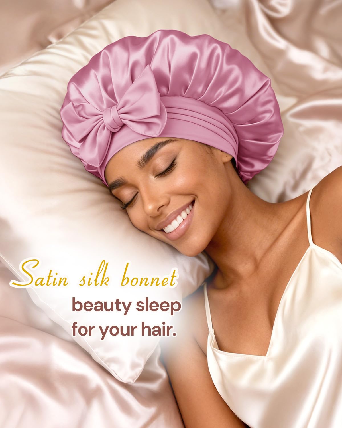 Bonnet Queen Silk Bonnet Satin Bonnet with Tie Band Hair Bonnet for Sleeping Night Sleep Hat for Women