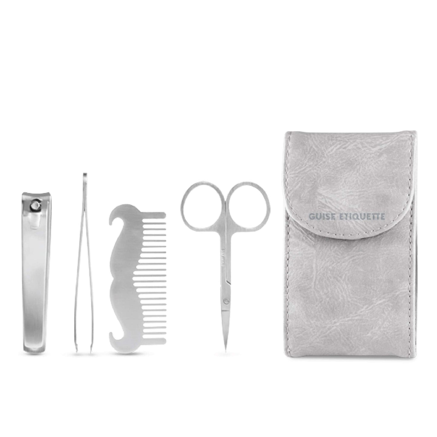 GUISE ETIQUETTE - 5 Piece Personal Travel Kit Set with Carrying Case (K12 Ion Series) - Grooming Kit with Stainless Steel Beard & Mustache Comb, Nail Beauty and Personal Care GUISE ETIQUETTE