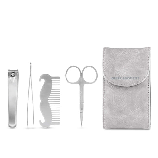 GUISE ETIQUETTE - 5 Piece Personal Travel Kit Set with Carrying Case (K12 Ion Series) - Grooming Kit with Stainless Steel Beard & Mustache Comb, Nail Beauty and Personal Care GUISE ETIQUETTE