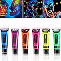 6 Pcs Glow in the Dark Face Body Paint,Blacklight Neon Face & Body Paints,Easily Cleanable Paint Set Neon Makeup Glow in the Dark Party Supplies Beauty & Personal Care BKPPLZP