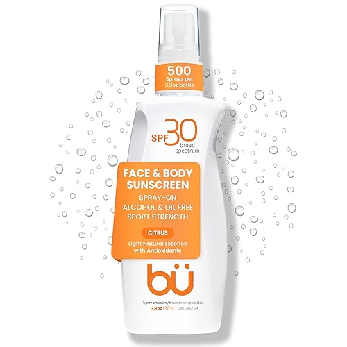 BU SPF 30 Sunscreen Spray for Face and Body, Non Aerosol Spray, Clear WOWmist, TSA Travel Size Sunblock, Oil Free and Water Resistant for Sensitive Beauty & Personal Care bü