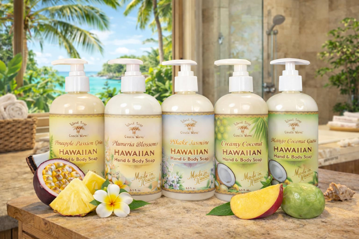 Island Soap & Candle Works Botanical Liquid Hand Soap - Vegan Hand Soap for Men and Women - Luxury Skincare for Bathroom - Hawaiian Gifts Beauty & Personal Care Island Soap & Candle Works
