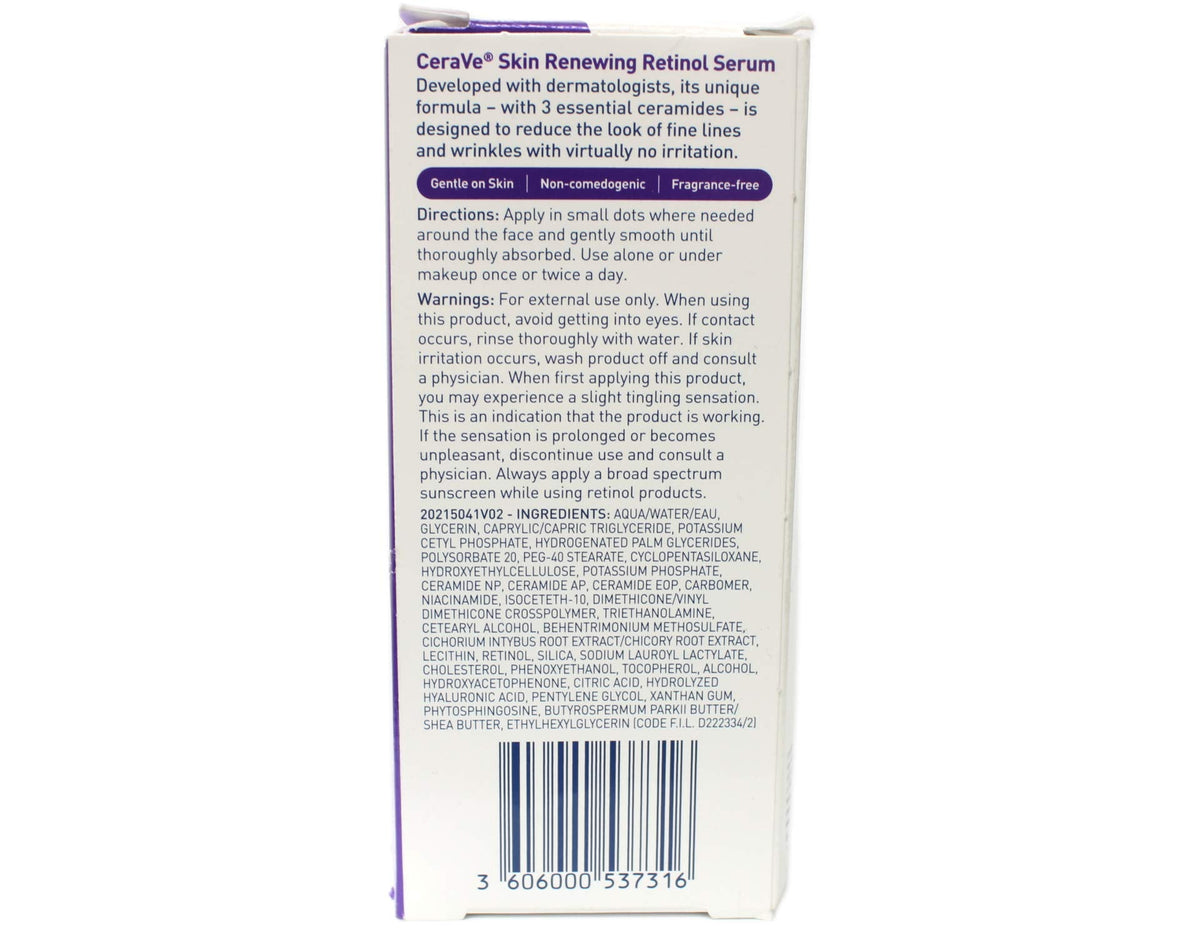 CeraVe Anti Aging Retinol Serum | Cream Serum for Smoothing Fine Lines and Skin Brightening | With Retinol, Hyaluronic Acid, Niacinamide, Beauty & Personal Care CeraVe