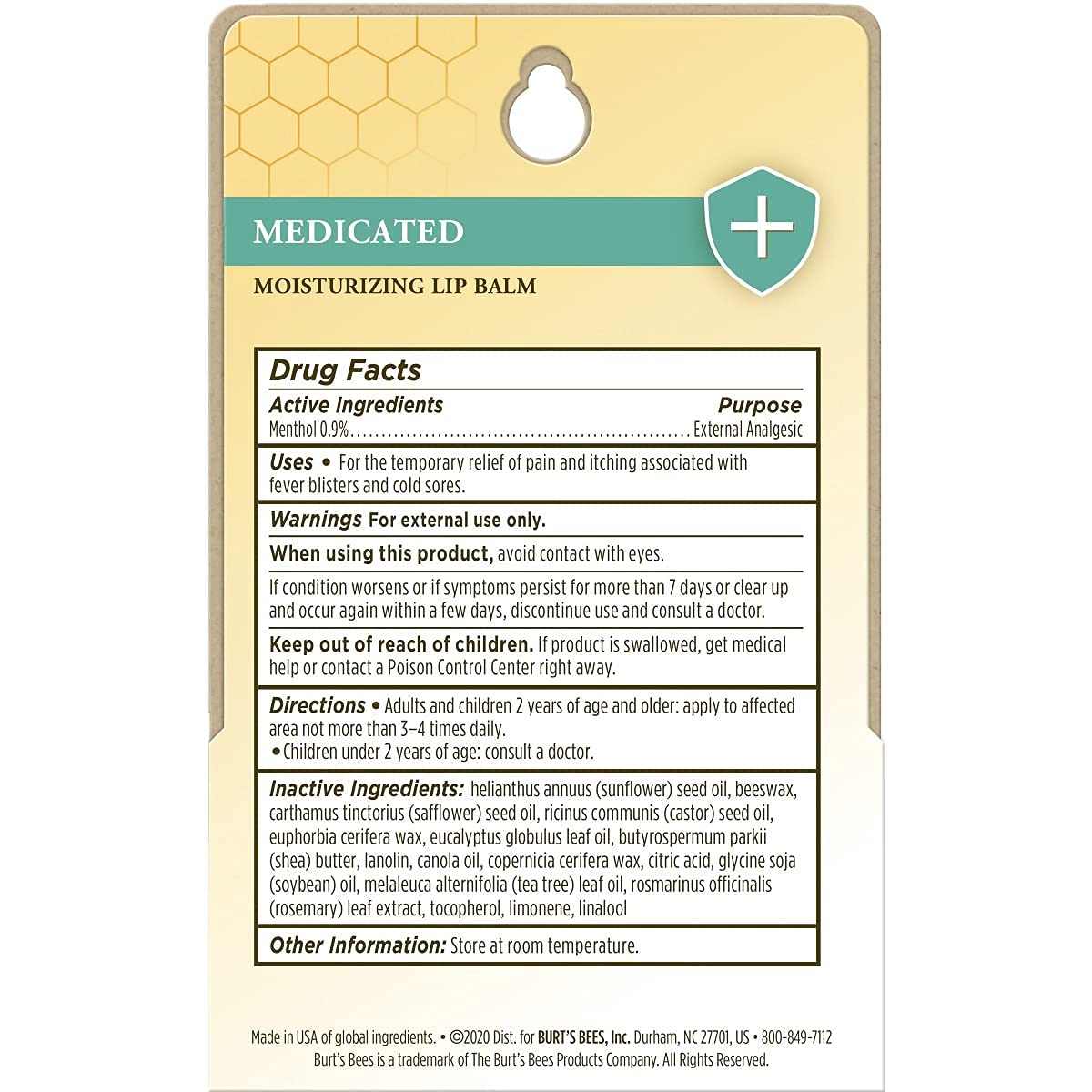 Medicated Moisturizing Lip Balm Twin Pack by Burts Bees for Unisex - 2 x 0.15 oz Lip Balm Beauty and Personal Care Burt's Bees