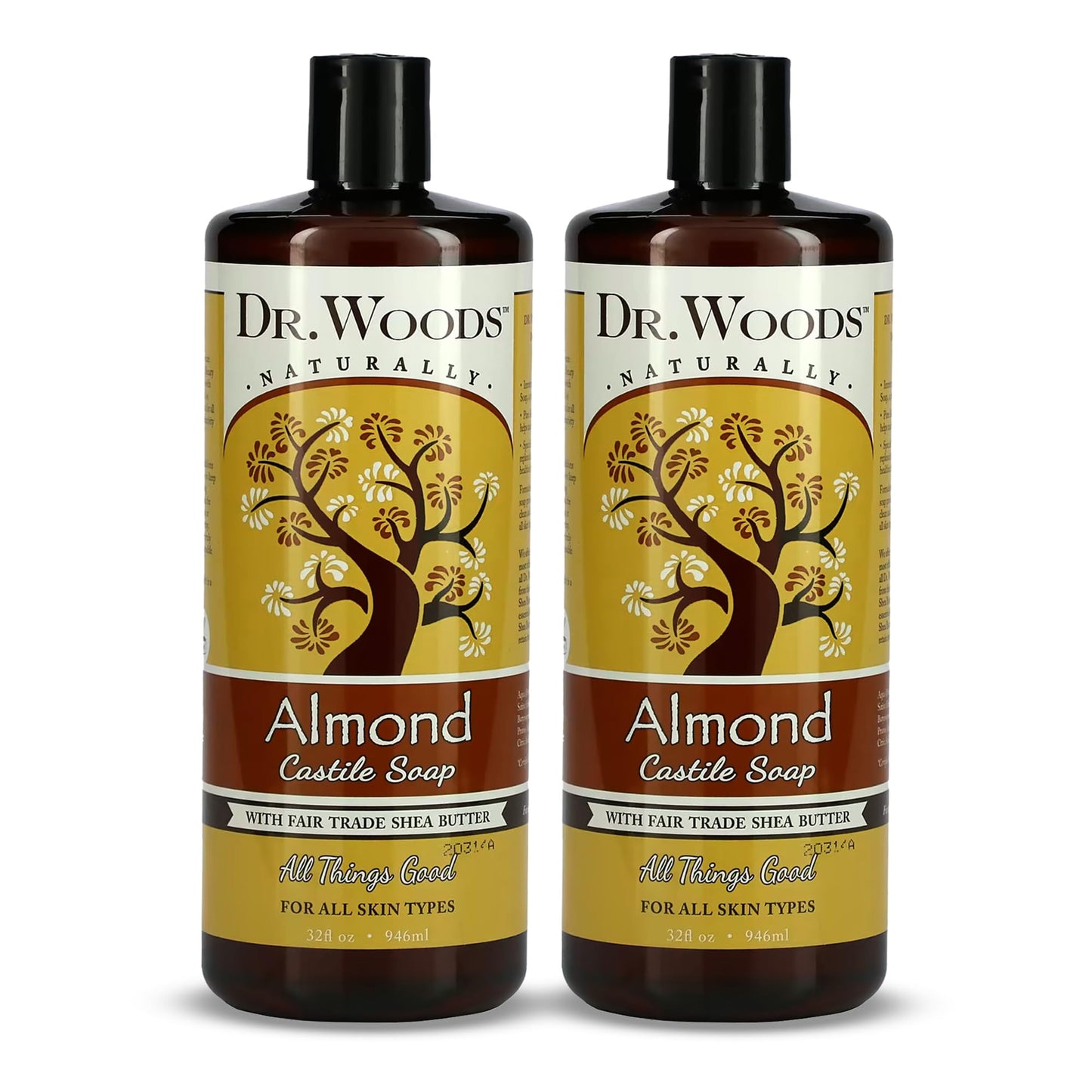 Dr. Woods Almond Liquid Castile Soap - Castile Soap with Pure Almond Oil, Body Wash for Men and Women, Organic Shea Butter, Natural Cleaner for Face Beauty & Personal Care Dr. Woods