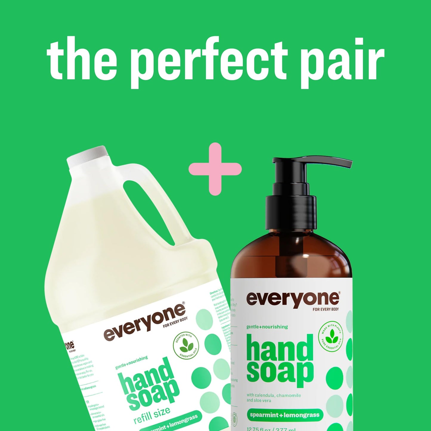 Everyone Liquid Hand Soap, 12.75 Ounce (Pack of 3), Spearmint and Lemongrass, Plant-Based Cleanser with Pure Essential Oils Beauty & Personal Care everyone for every body