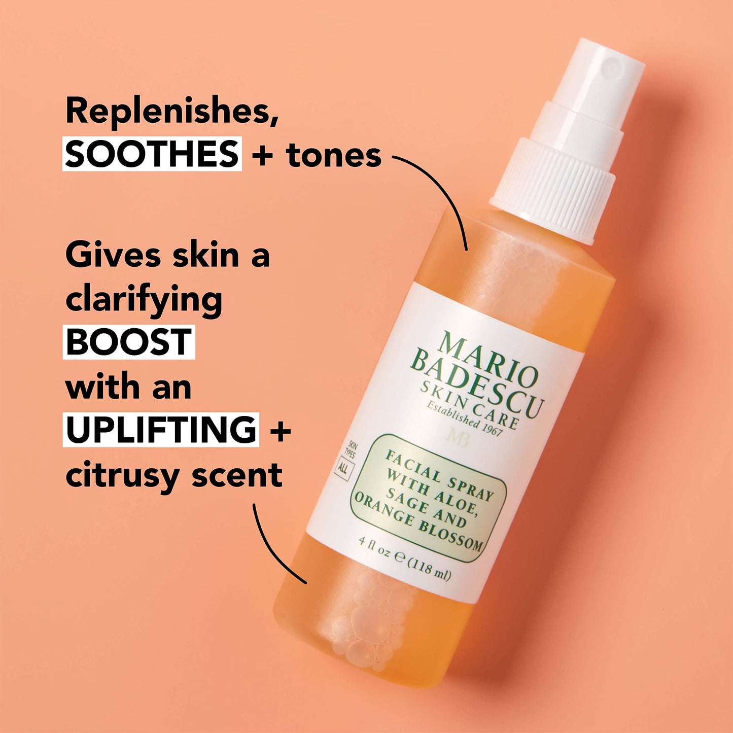 Mario Badescu Facial Spray with Aloe, Sage and Orange Blossom for All Skin Types | Face Mist that Hydrates & Uplifts | 4 FL OZ Beauty & Personal Care Mario Badescu