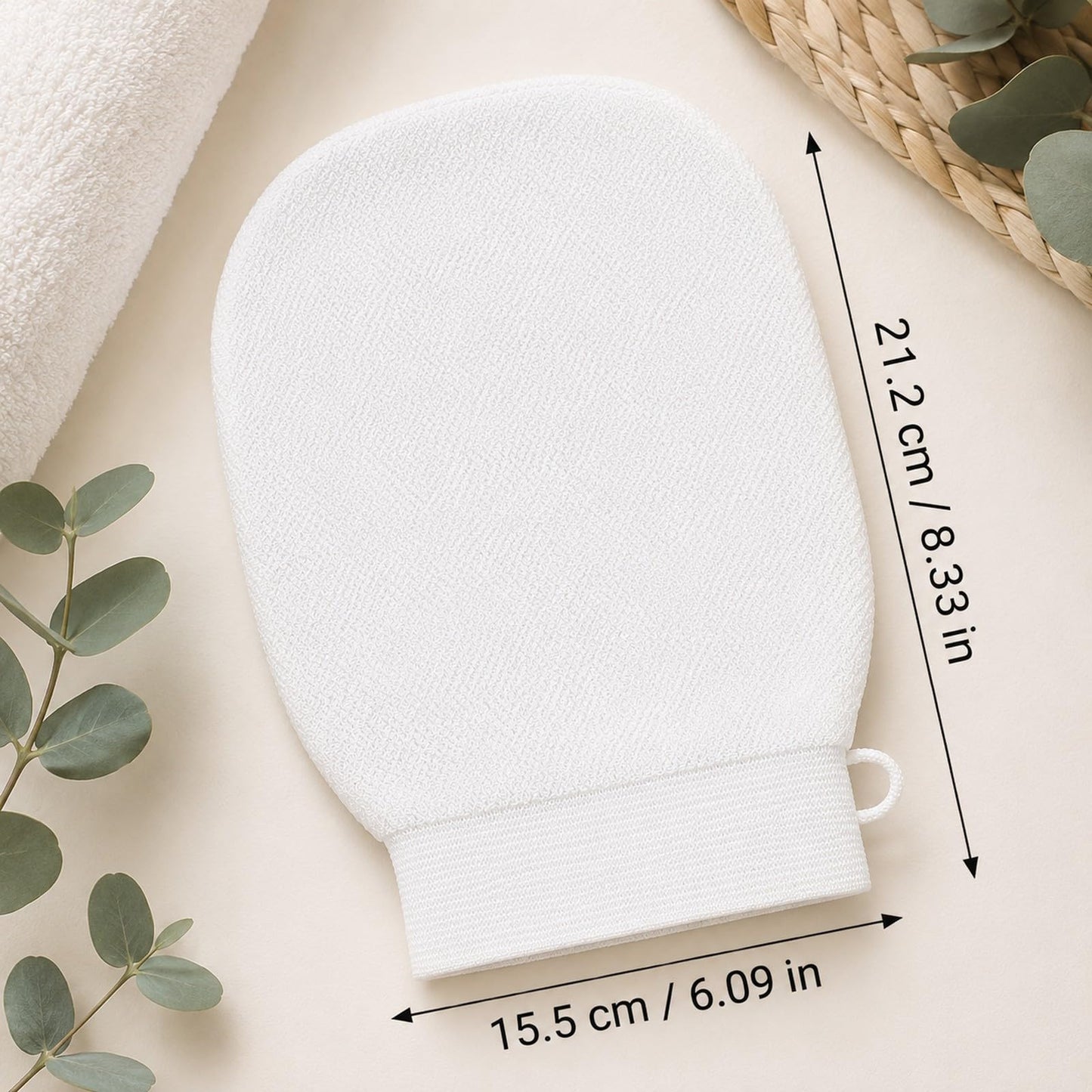 LOGOFUN 2PCS Exfoliator Gloves White Body Scrub Shower Bath Mitts Beauty and Personal Care LOGOFUN