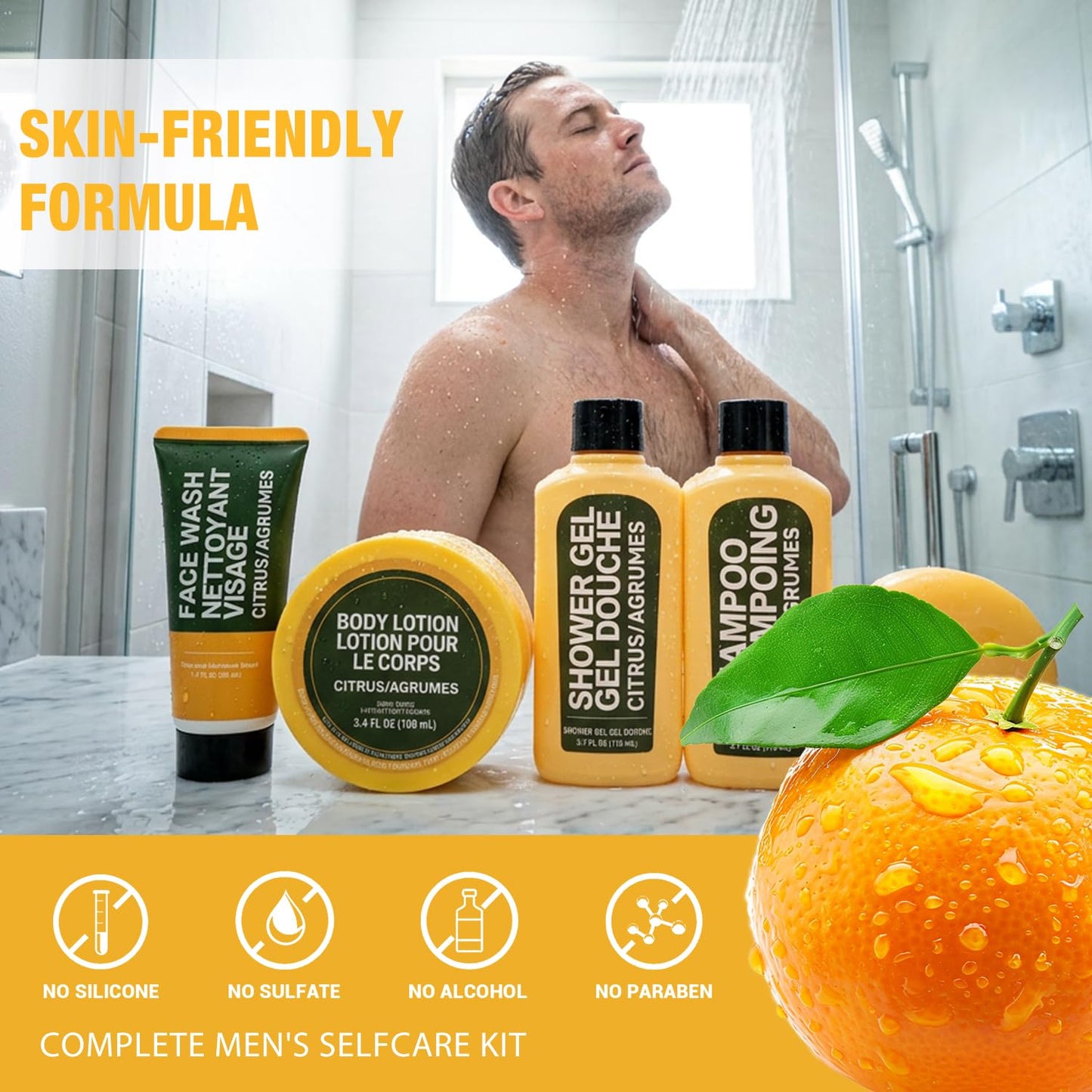 Gifts for Men, Mens Travel Size Toiletry with Body Lotion, Citrus 6pcs Mens Gift Travel Kit, Birthday Gift for Men, Christmas Valentine for Boyfriend Beauty and Personal Care BODY & EARTH