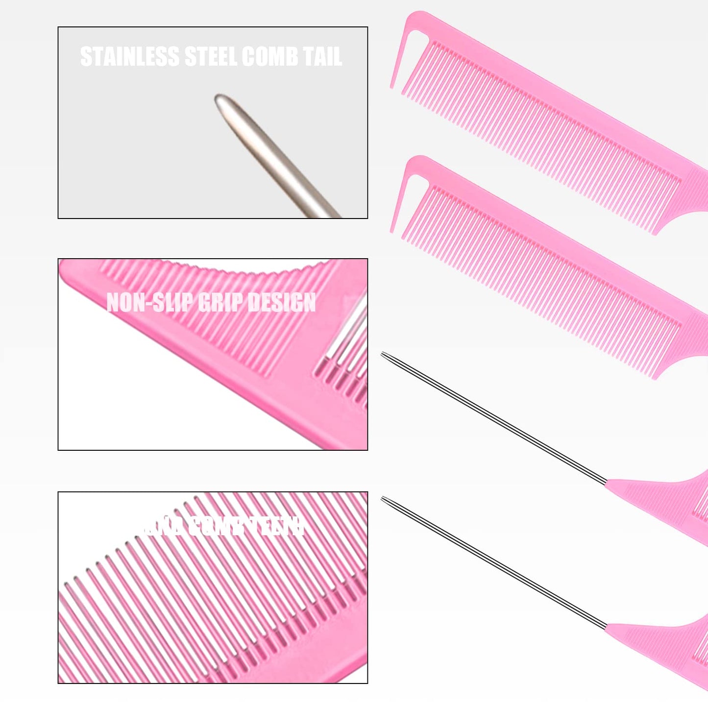 9 Pcs Hair Braiding Tools -2 Pieces Rat Tail Comb Parting Comb for Braiding 1Dual Edge Brush and Magnetic Wrist Sewing Pincushion Wristband Pin Beauty & Personal Care AESIFR