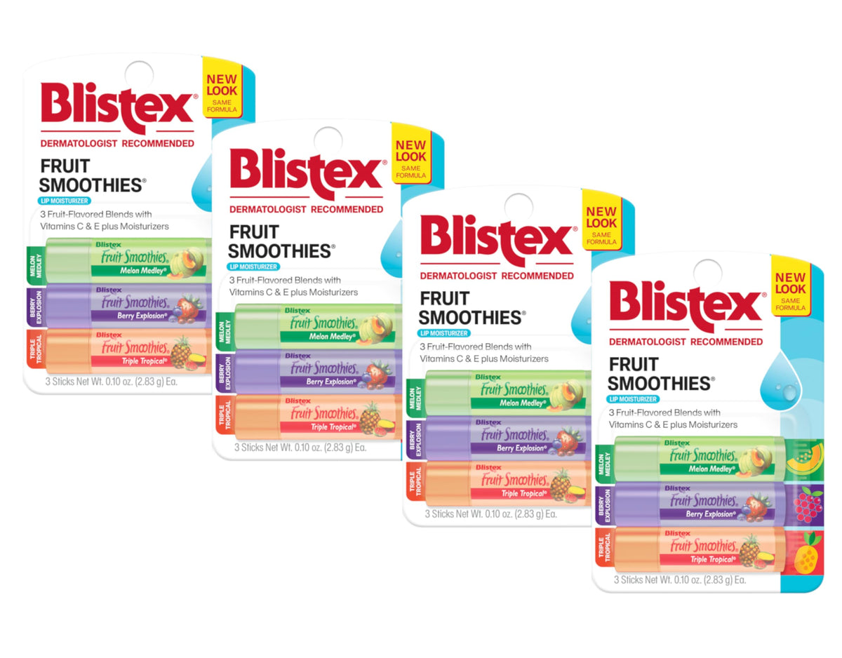 Blistex Fruit Smoothies Lip Moisturizers 3 Sticks 0.10 oz each Pack of 4 Beauty & Personal Care Blistex