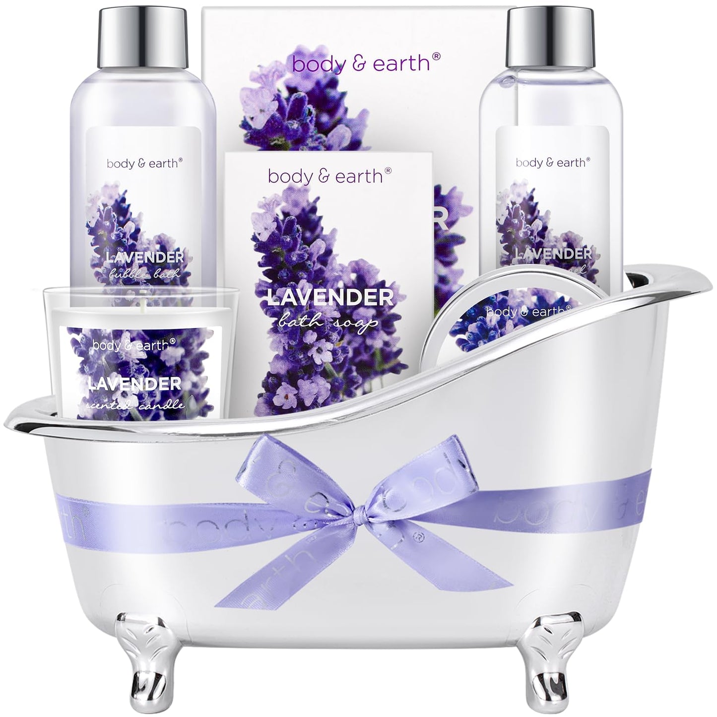 Gift Set for Women Body & Earth Gifts Set Lavender Gift Baskets For Women Bath Sets with Bubble Bath Body Lotion Scented Candle Mother‘s Day Gifts Beauty & Personal Care BODY & EARTH