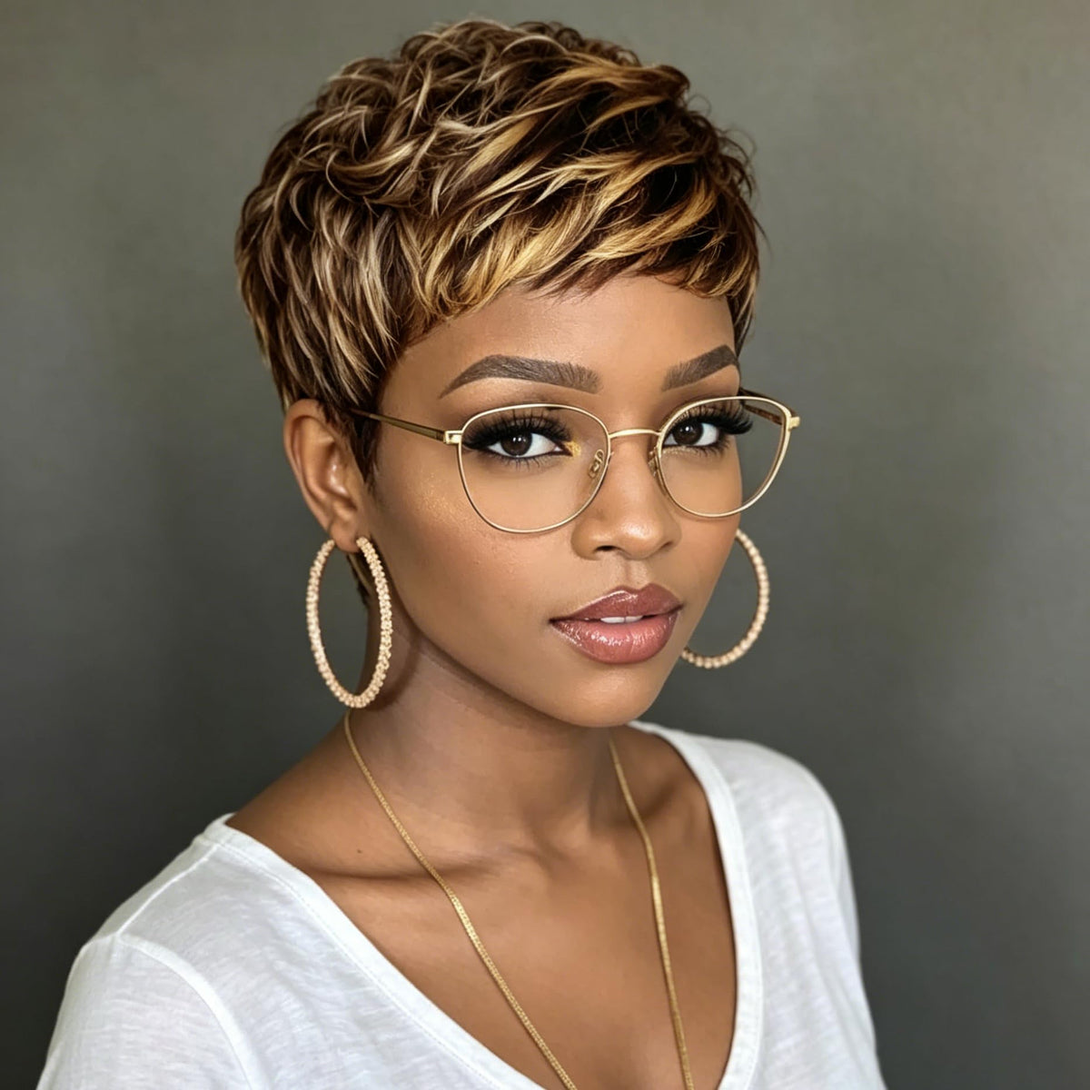 Naseily Short Black Pixie Cuts Hair Wigs for African American Women, Synthetic Fiber Wig with Capless Cap, Average Size (naseily9622)