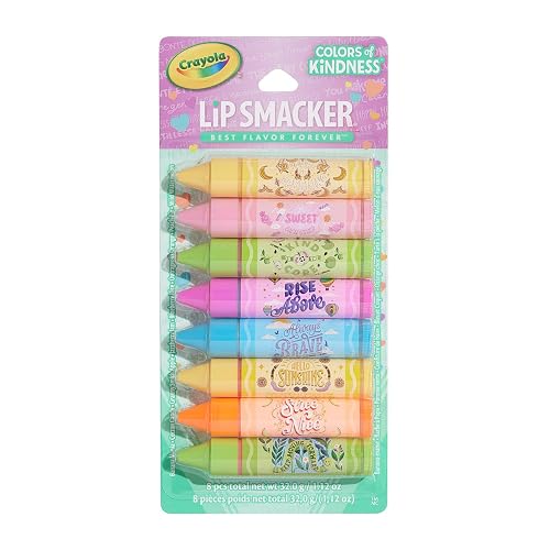 Lip Smacker Crayola Party Pack - 8 Moisturizing Lip Balms, Fun Flavors, Hydrating & Protecting, Glossy Finish - Cruelty-Free Beauty & Personal Care Lip Smacker