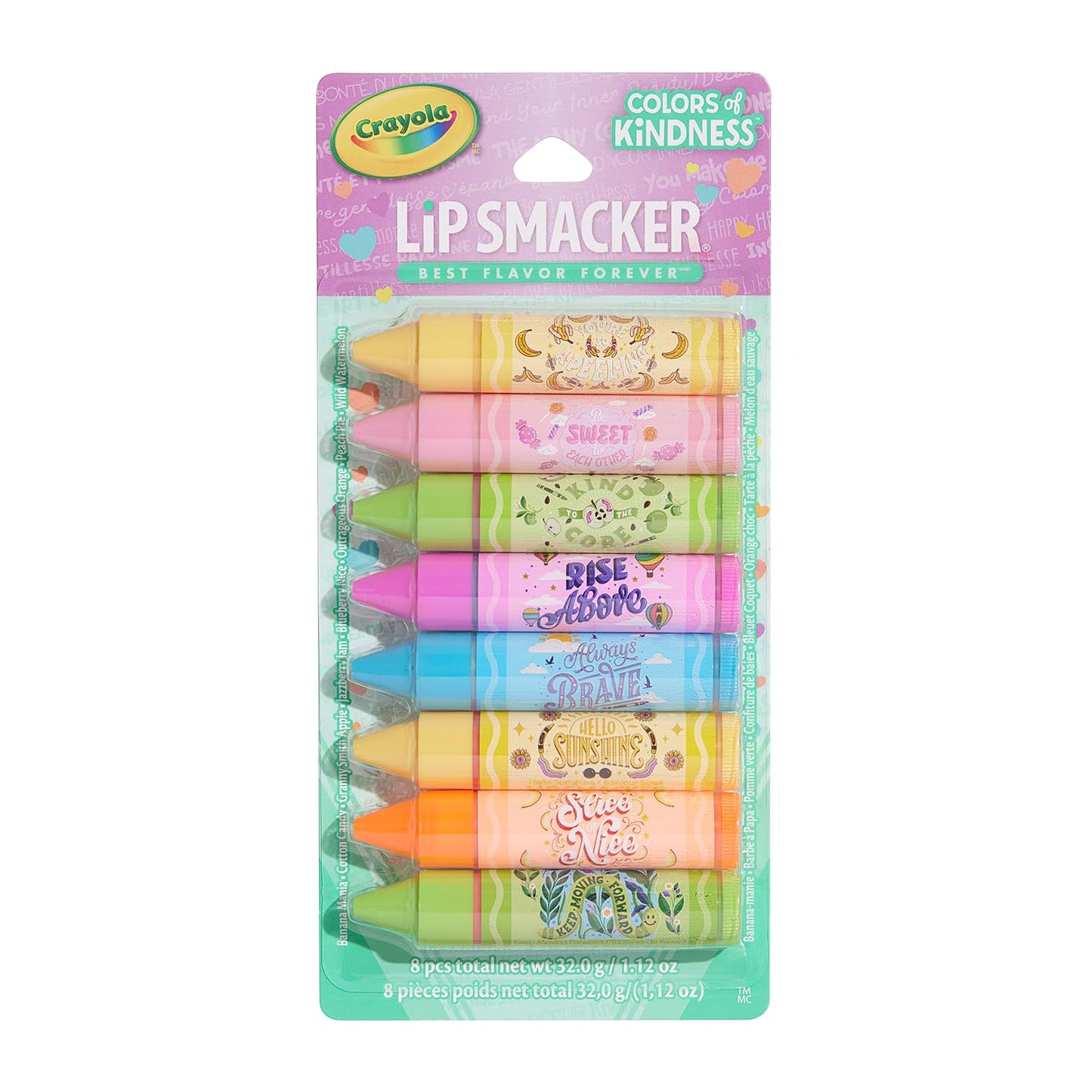 Lip Smacker Crayola Party Pack - 8 Moisturizing Lip Balms, Fun Flavors, Hydrating & Protecting, Glossy Finish - Cruelty-Free Beauty & Personal Care Lip Smacker