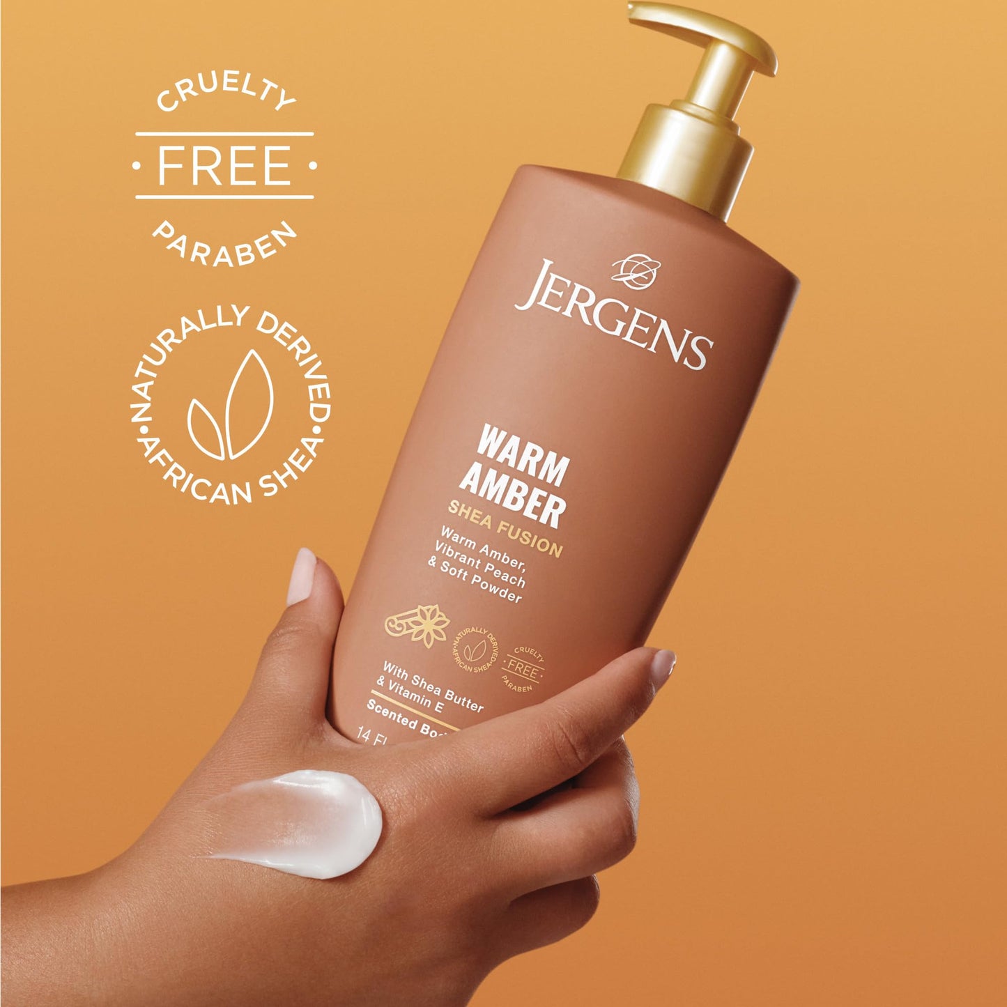 Jergens Shea Fusion Warm Amber Scented Lotion, Moisturizing Body Lotion with Shea Butter and Vitamin E, 14 fl oz Beauty and Personal Care Jergens