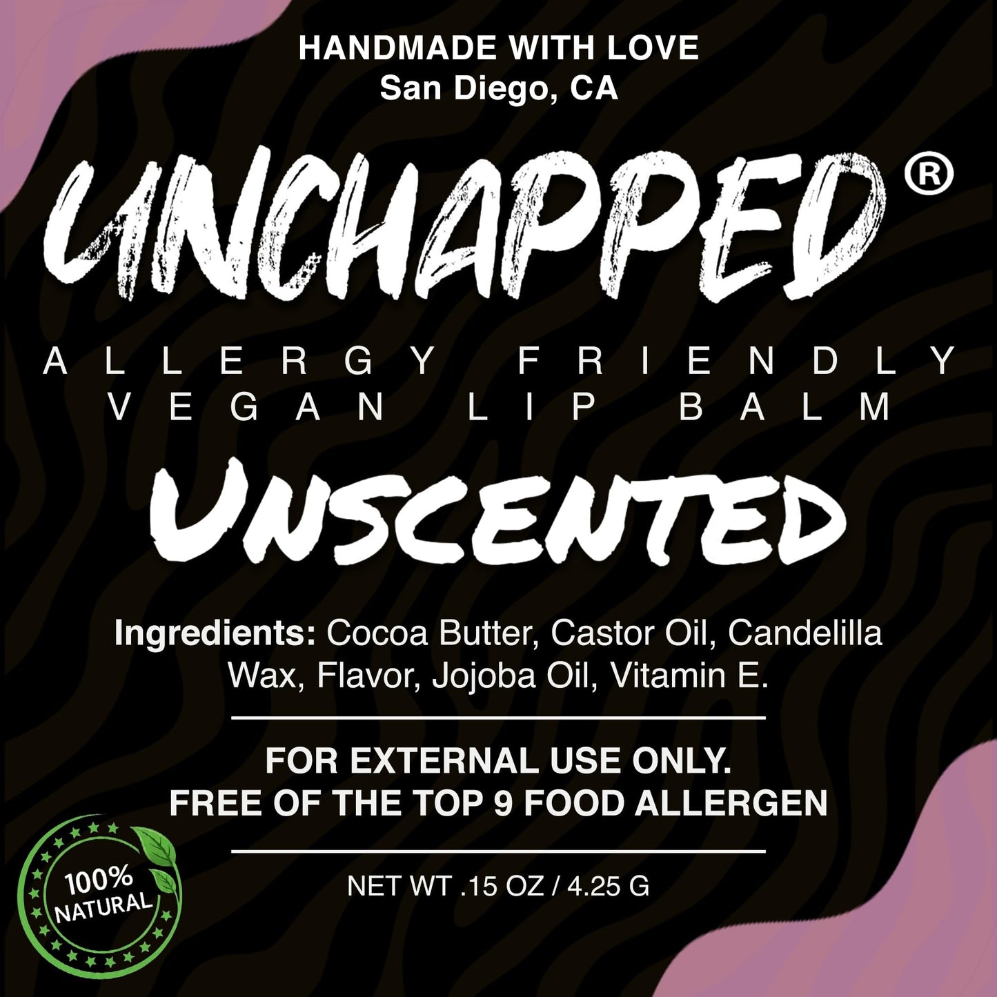 UNCHAPPED Vegan Lip Balm - All Natural and Free of Beeswax, Soy, Nut, and Top 9 Food Allergens (Unflavored) Beauty and Personal Care UNCHAPPED