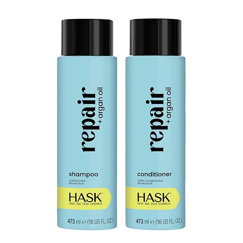 HASK Repair + Argan Oil Shampoo + Conditioner Set | Color Safe, Sulfate-Free, Paraben-Free, Gluten-Free, Cruelty-Free | 16oz each, 2 Pack Beauty & Personal Care HASK