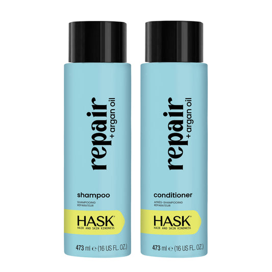HASK Repair + Argan Oil Shampoo + Conditioner Set | Color Safe, Sulfate-Free, Paraben-Free, Gluten-Free, Cruelty-Free | 16oz each, 2 Pack Beauty & Personal Care HASK