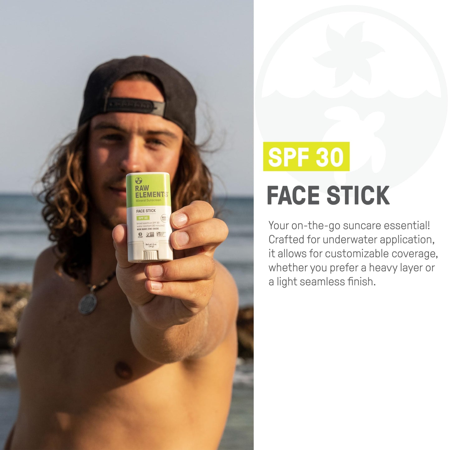 Raw Elements Face All-Natural Mineral Sunscreen Stick, Non-Nano Zinc Oxide, 95% Organic, Water-Resistant 80 Min, Reef Safe, All Ages Safe, SPF 30+ Beauty & Personal Care Raw Elements