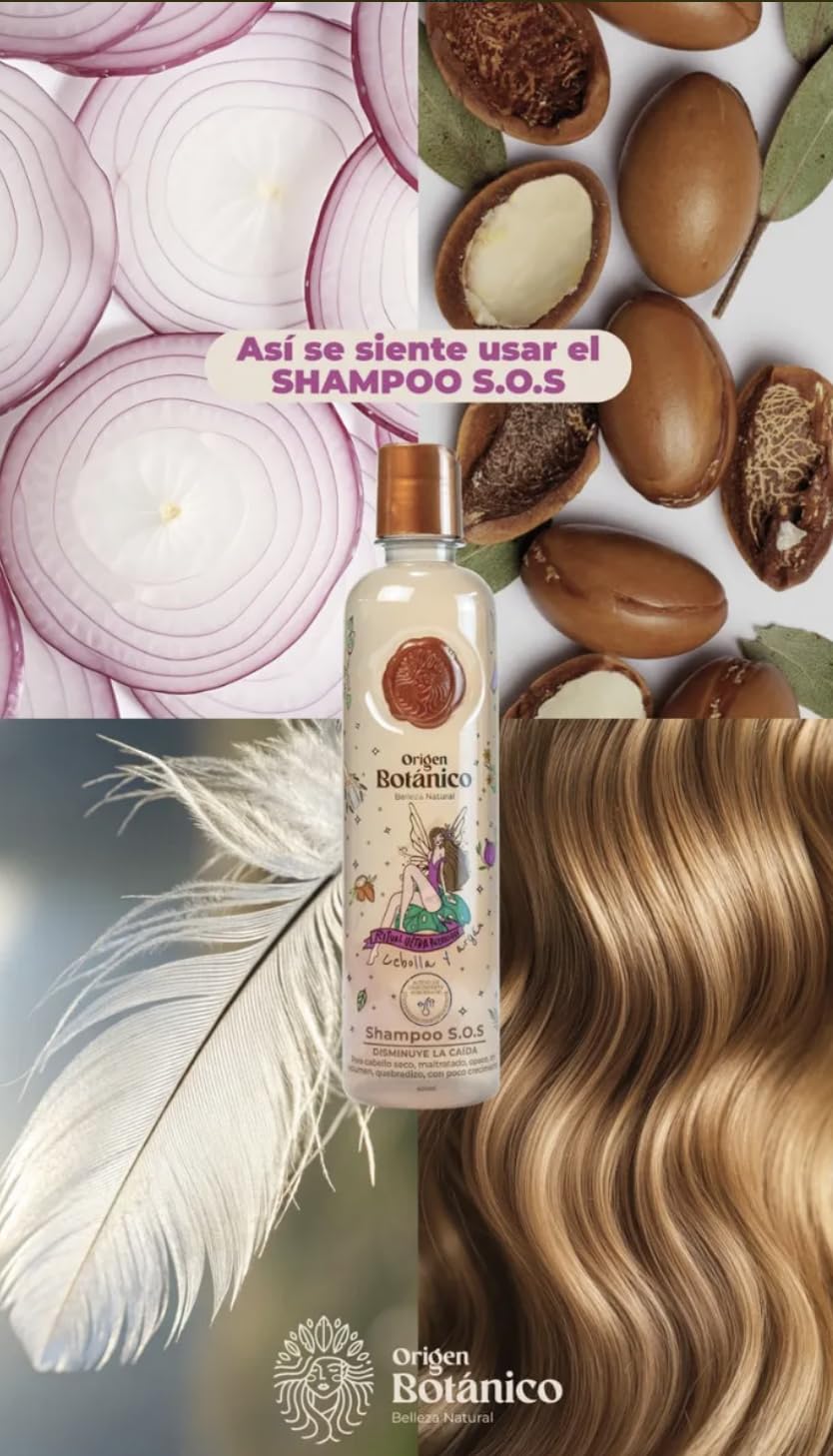 Ritual Botanico Shampoo Ultra Reparador S.O.S de cebolla y Argan,sin sal ni sulfatos, natural, ayuda al crecimiento, repara cuero cabelludo