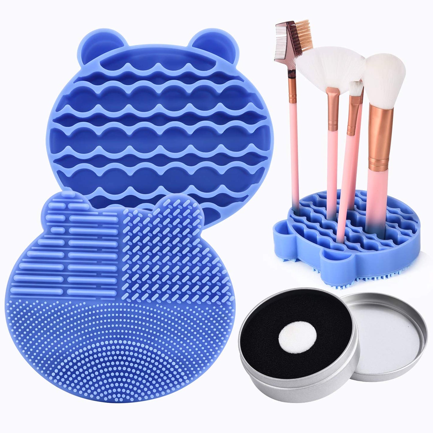 Silicon Makeup Brush Cleaner Mat with Brush Drying manual Make up brush cleaner cleanser machine Cosmetic Brush Cleaning Pad+Makeup Brush Dry Cleaned Beauty & Personal Care Bird&Fish