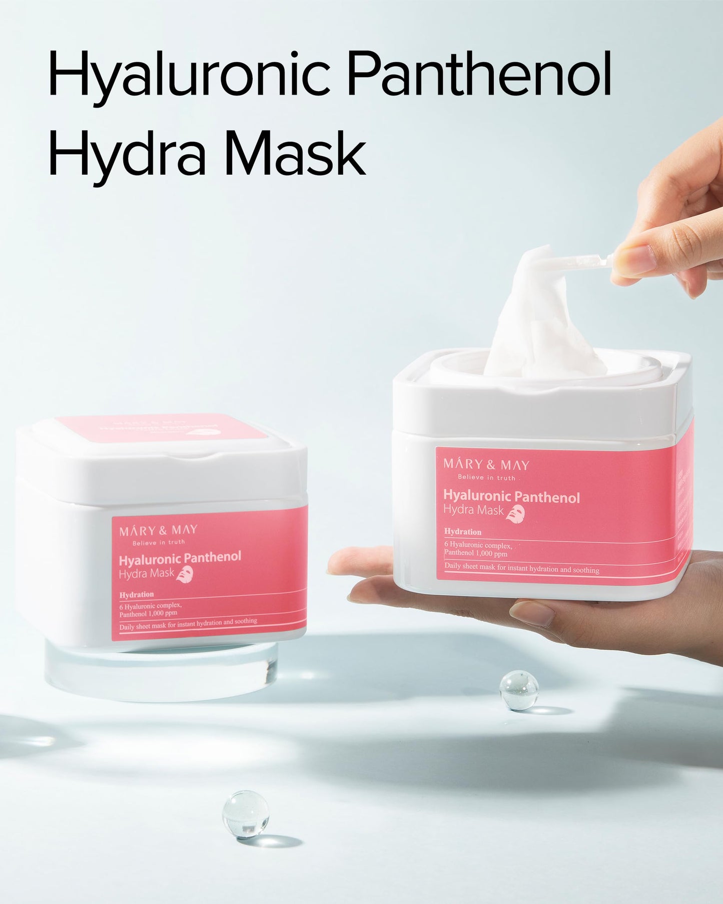 Mary&May Hyaluronic Panthenol Hydra Mask - Daily Pull Out Sheet Mask for Intense Moisturizing and Soothing - Korean Skincare, Hypoallergenic Beauty & Personal Care Mary&May