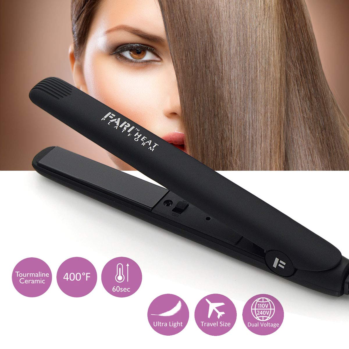 FARI Travel Hair Curling Iron and Mini Flat Iron 2 in 1 Kit, Ceramic Tourmaline Curling Wands and Hair straighteners Set, Heat Resistant Glove Beauty & Personal Care FARI