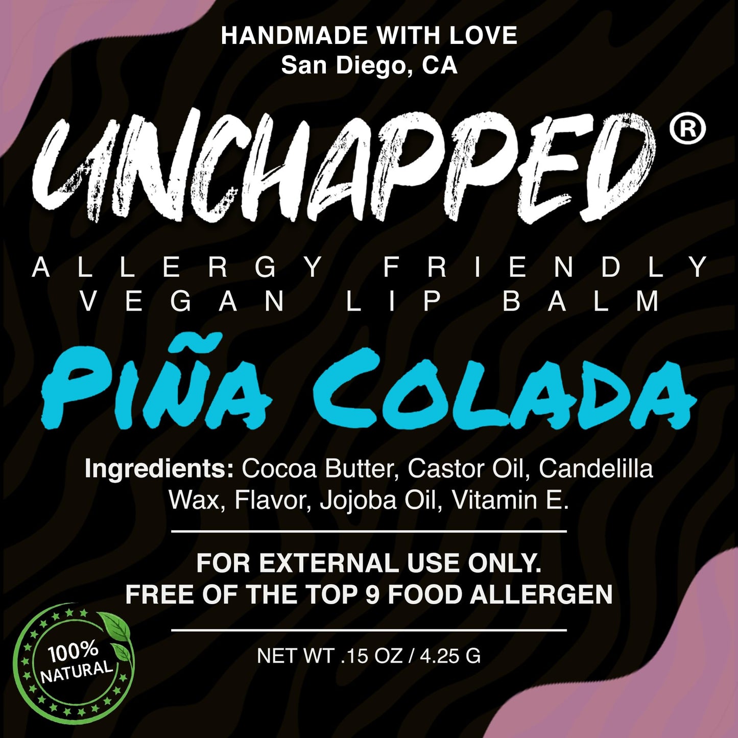 UNCHAPPED Vegan Lip Balm - All Natural and Free of Beeswax, Soy, Nut, and Top 9 Food Allergens (Piña Colada) Beauty and Personal Care UNCHAPPED