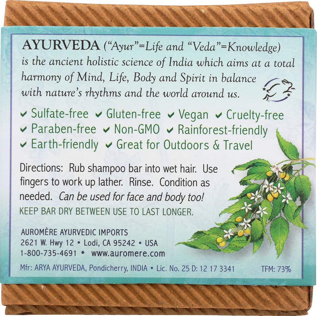 Auromere Ayurvedic Shampoo Bar - Eco Friendly, Handmade, Vegan, Cruelty Free, Natural, Non GMO, All in One Bar for Soap and Shampoo (4.23 oz), 1 pack Beauty & Personal Care Auromere