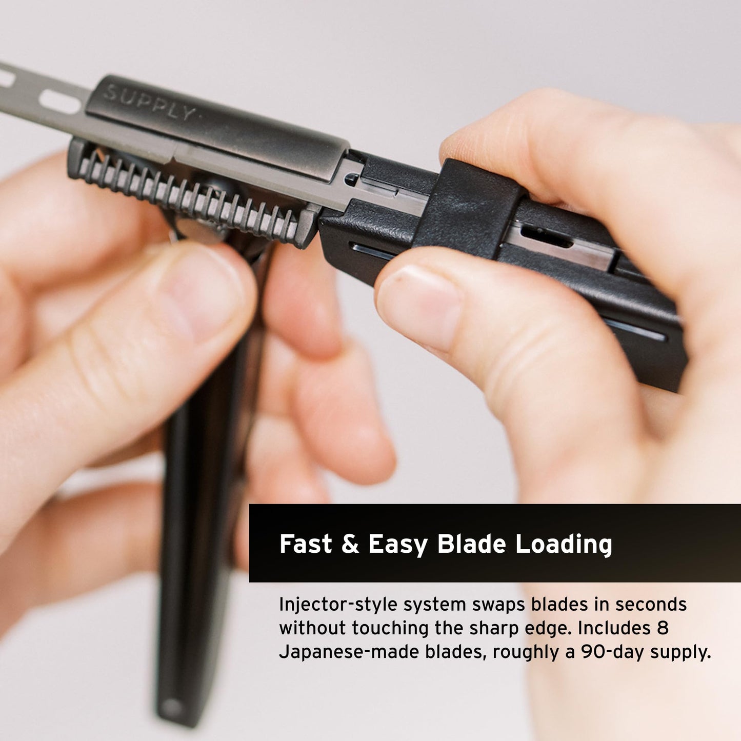 SUPPLY Single Edge SE Blade Refills for Men - Pack of 8 Japanese-Made Black Label Injector Razor Blades - Fits the SUPPLY SE Razor, 10-12 Shaves Each Beauty and Personal Care Supply