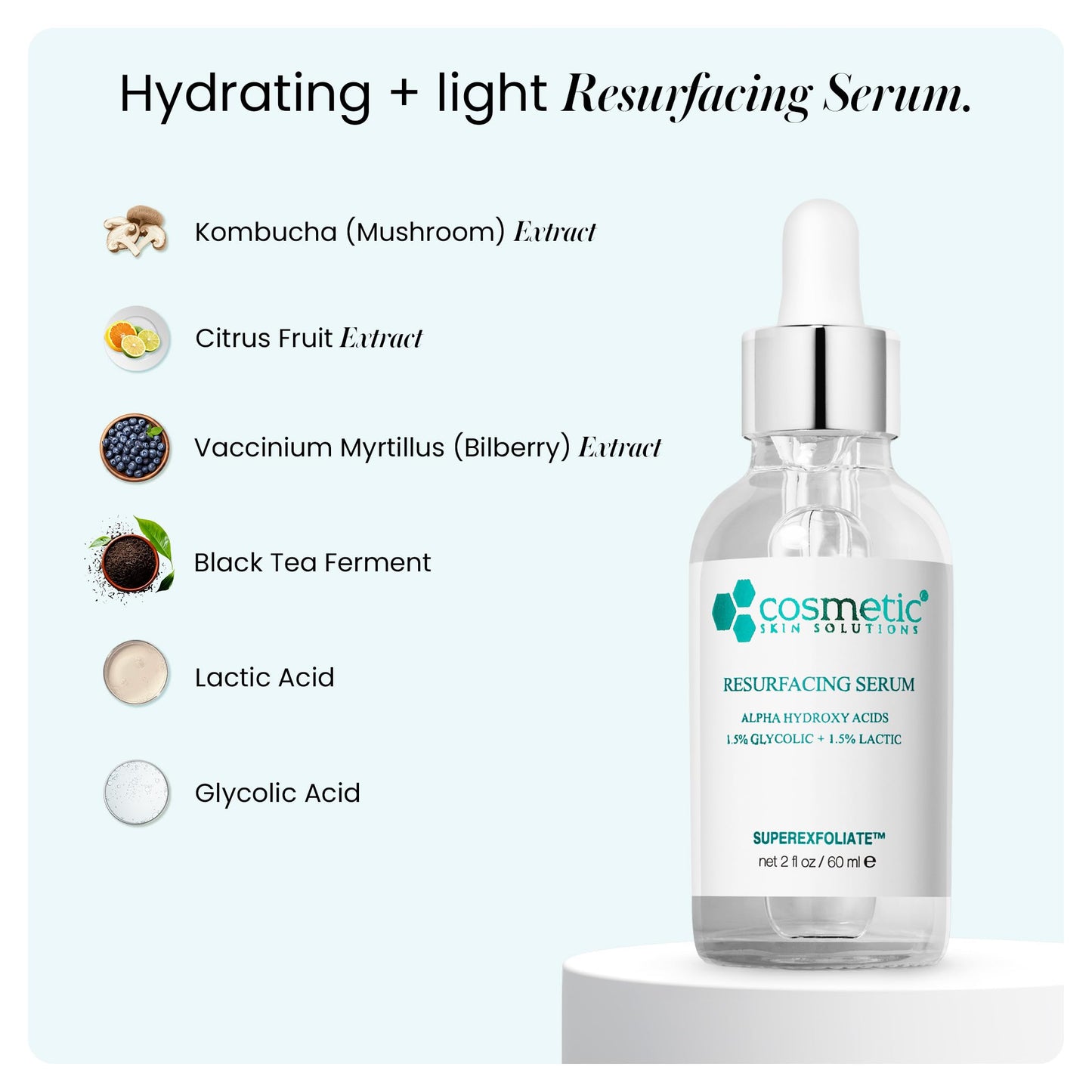 Resurfacing Serum, Gentle Liquid Exfoliator with Glycolic & Lactic Acid, Pore Minimizer & Skin Retexturizing Face Serum for Smooth, Soft & Radiant Beauty & Personal Care Cosmetic Skin Solutions