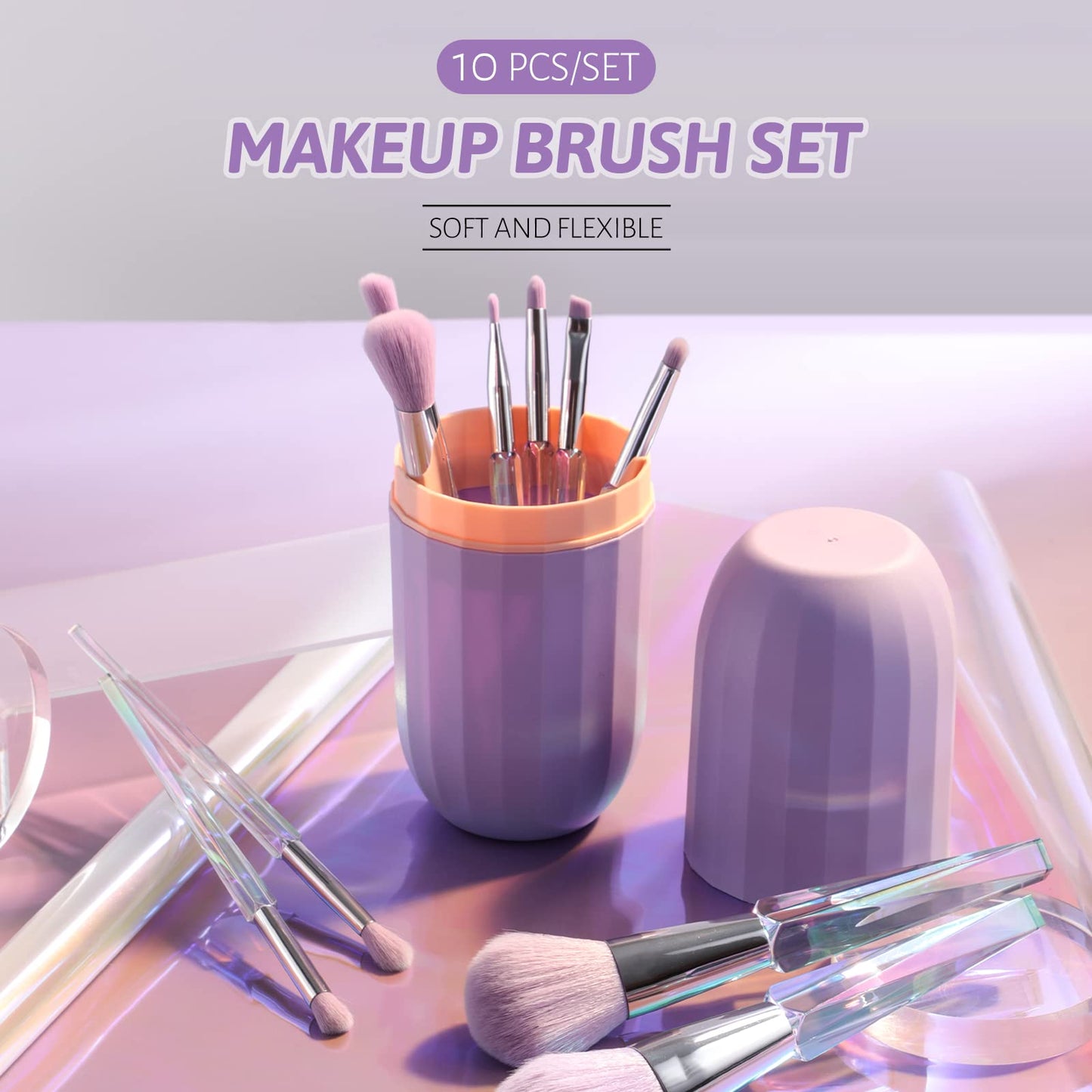 Oneleaf Makeup Brushes 10 Pcs Premium Synthetic Bristles Crystal handle Kit,Kabuki Foundation Blending Face Powder Blush Concealers Eye Shadow Brush Beauty & Personal Care oneleaf