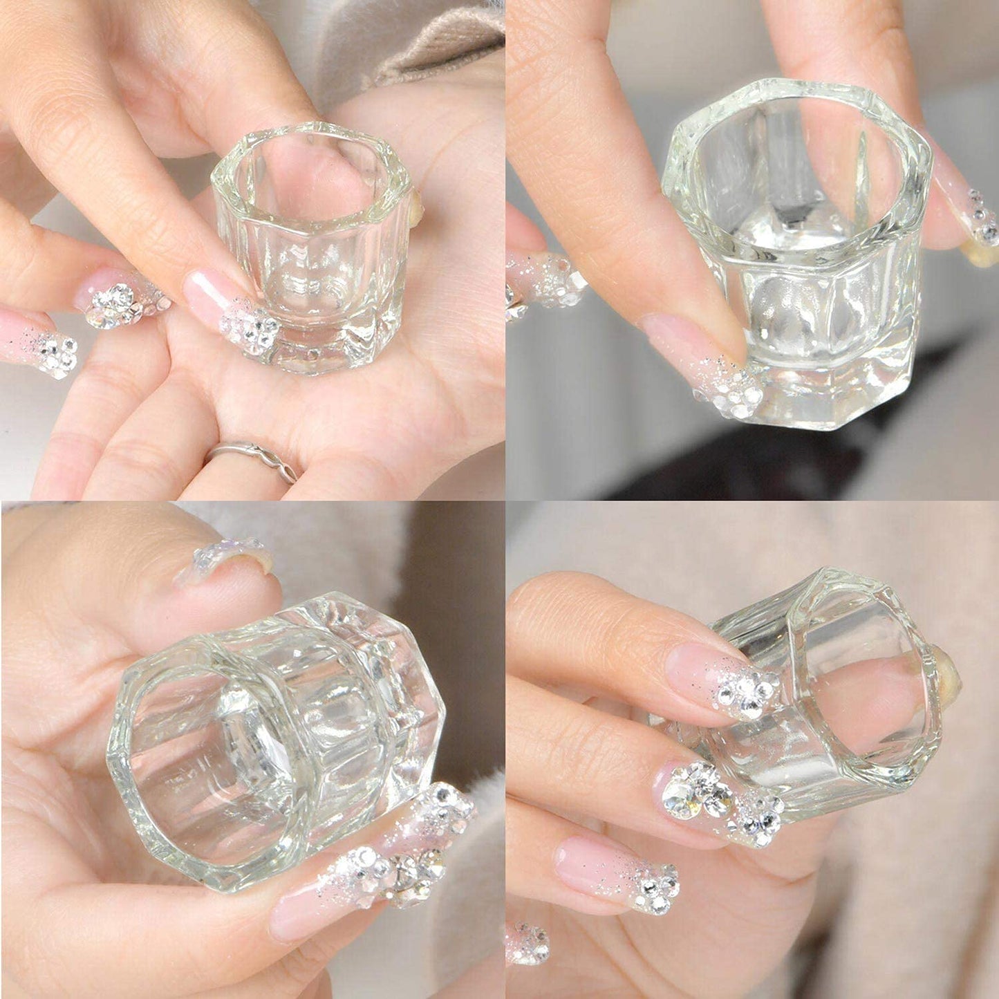 4 Pieces Acrylic Dappen Dish Nail Dapping Dish Nail Powder and Liquid Holder Glass Bowl Crystal Cup Nail Supplies Beauty & Personal Care BTYMS