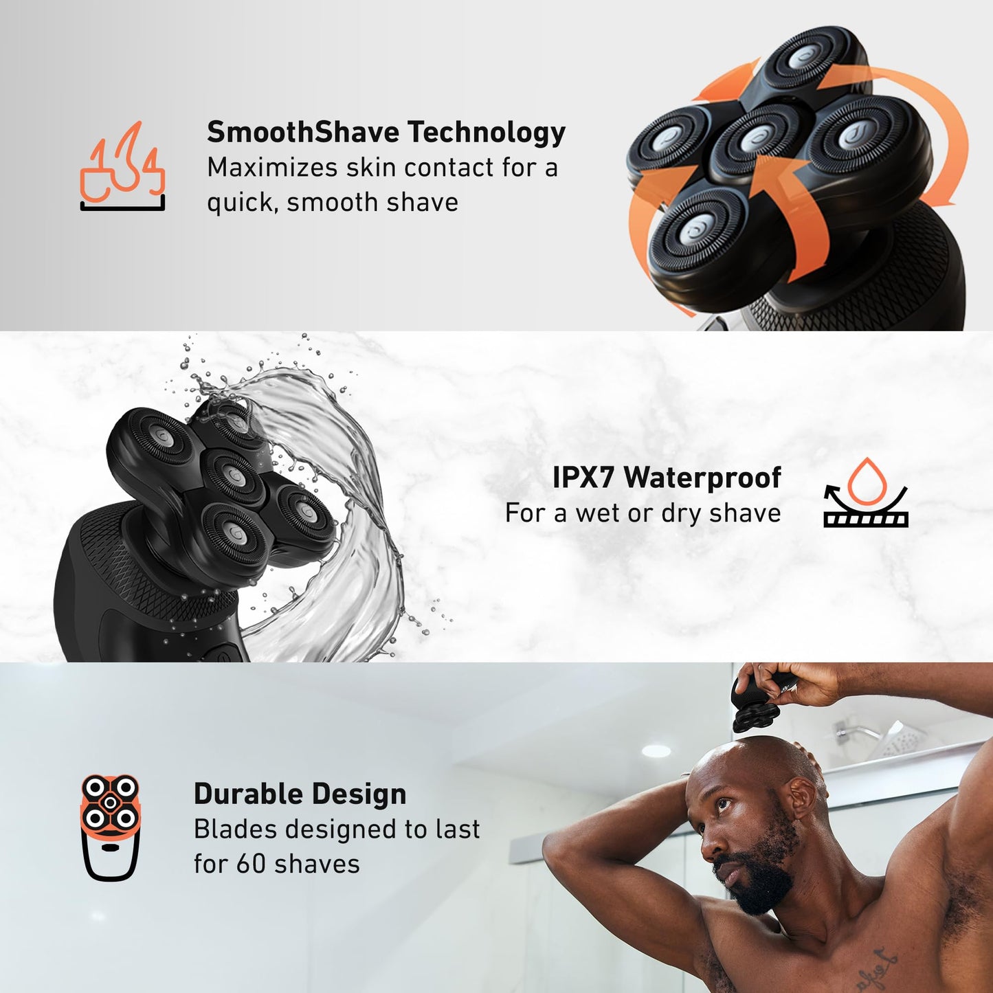 BaldiePro Blade Refill 2.0 + Chamber - Electric Shaver Replacement Head For BaldiePro Head Shaver - Electric Razor Replacement Blades for Bald Head Beauty and Personal Care Groomie