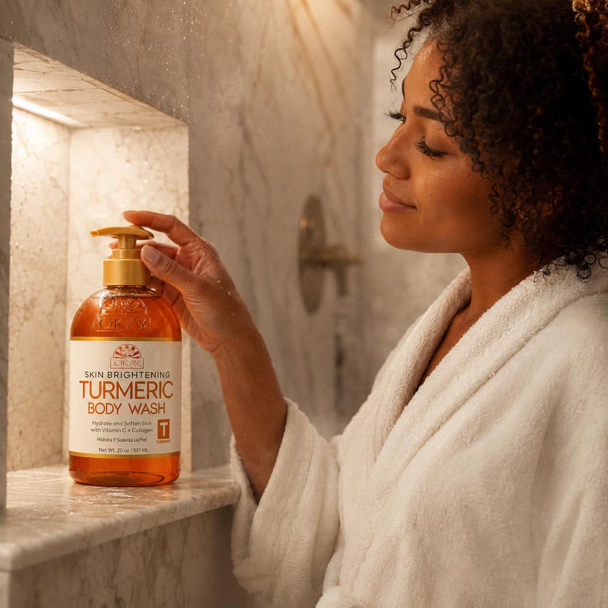 OKAY Turmeric Skin Brightening Body Wash 20 oz - Vitamin C & Collagen Glow Cleanser for Dark Spots & Even Skin Tone Beauty & Personal Care OKAY