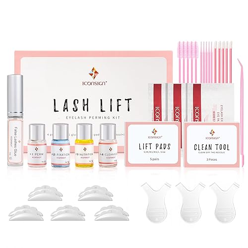 Lash Lift Kit, Professional Semi-Permanent Curling Eyelash Perm Kit Includes Eye Shields, Pads and Accessories Suitable for Salon & Home Use(Version Beauty & Personal Care ICONSIGN