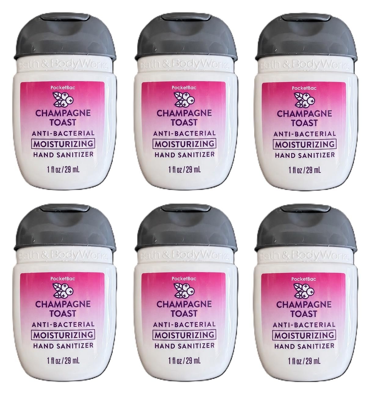 Bath and Body Works Classic and Seasonal Scents Pocketbac Hand Gel - Pack of 6-1 oz each (Champagne Toast Moisturizing 2026 Edition) Beauty & Personal Care Bath & Body Works