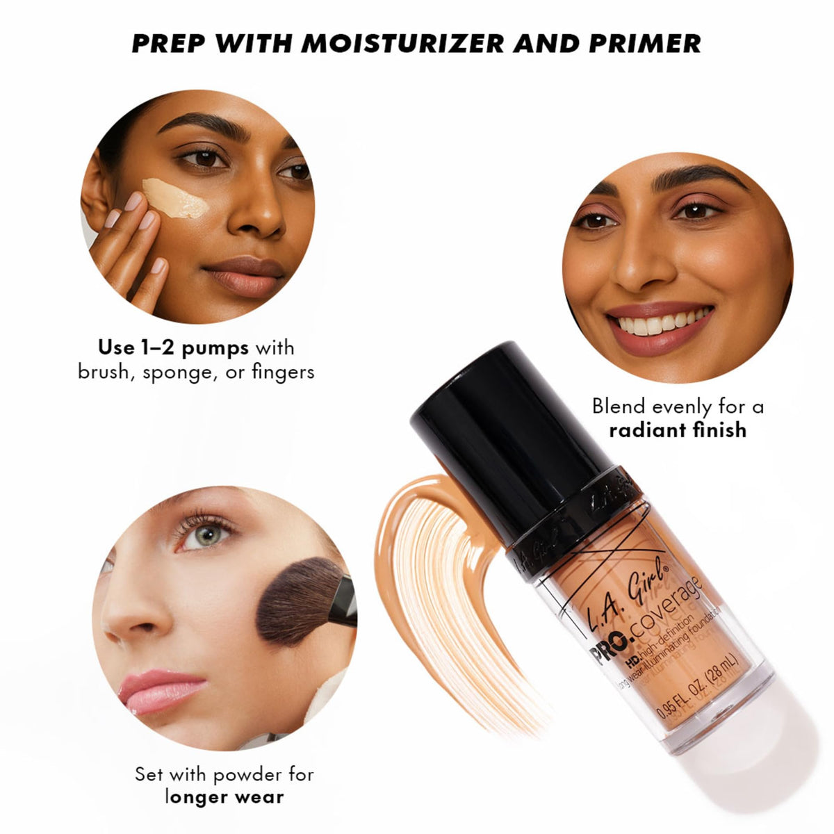L.A. Girl Pro Coverage Liquid Foundation, Porcelain, 0.95 Fl Oz