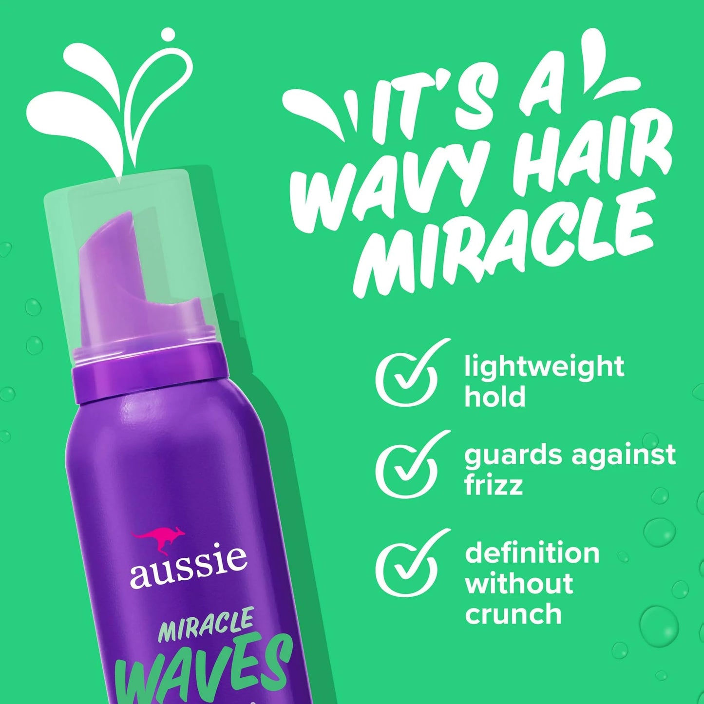 Aussie Miracle Waves Soft Wave Mousse with Hemp Seed Oil, Paraben Free, Sulfate Free, Unisex 6 oz. Beauty & Personal Care Aussie