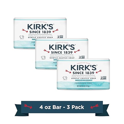 Kirk's Fragrance Free Castile Bar Soap (Pack of 3) Beauty & Personal Care Kirk's