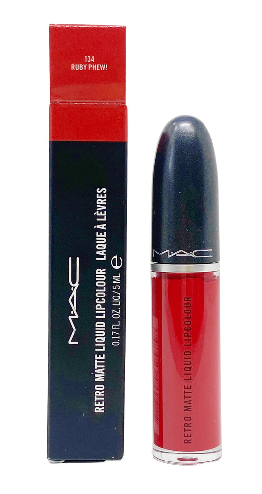 MAC Retro Matte Liquid Lipcolour - 134 Ruby Phew! (Vivid blue-red) .17 Fl Oz/5mL Beauty & Personal Care MAC
